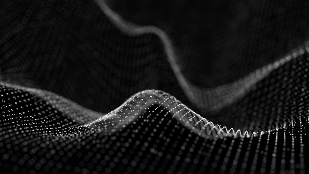 digital dynamic wave particles abstract dark futuristic background big data visualization 3d rendering